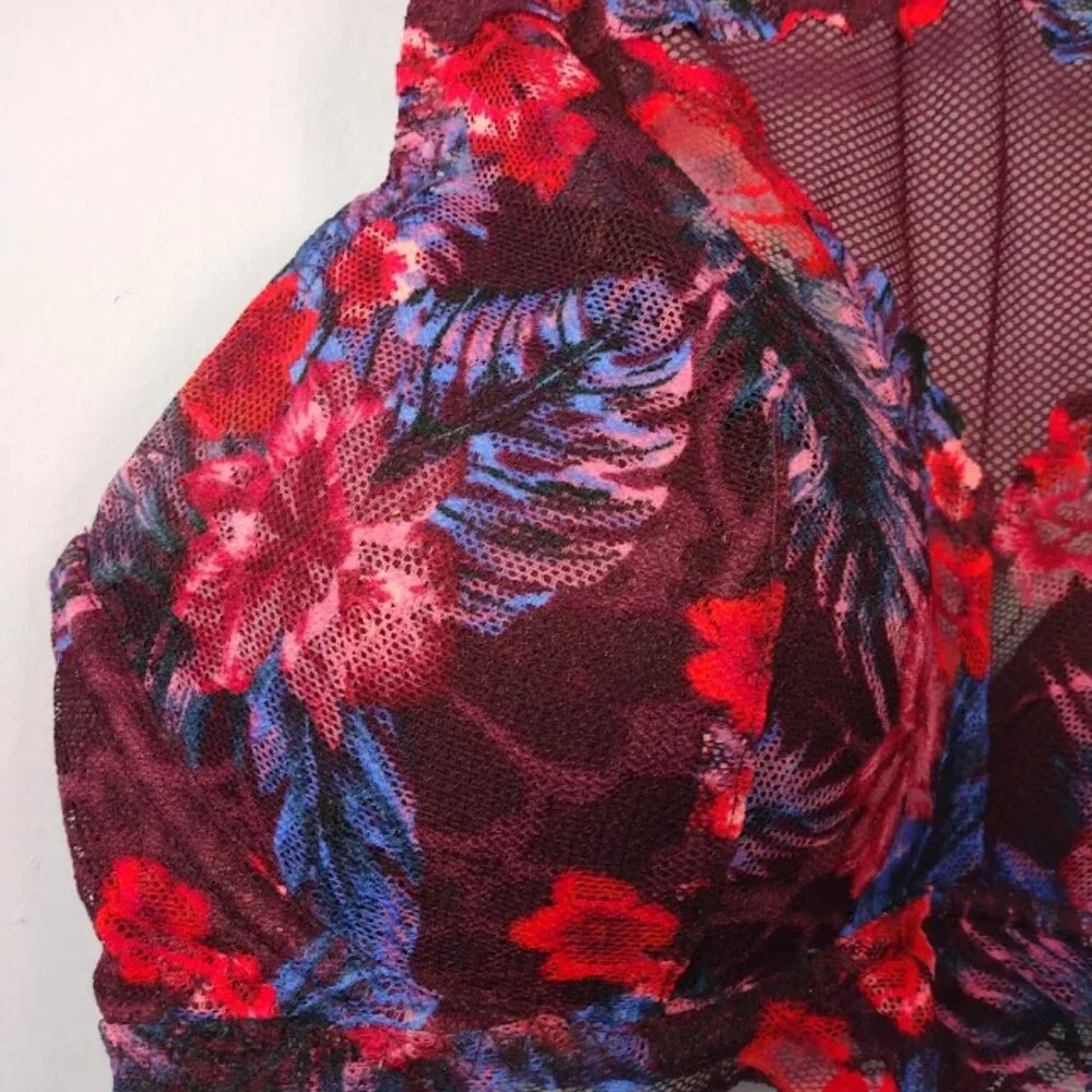 PINK Victoria's Secret Tropical Lace Bralette - Red, Purple, Blue, Pink - Picture 3 of 7